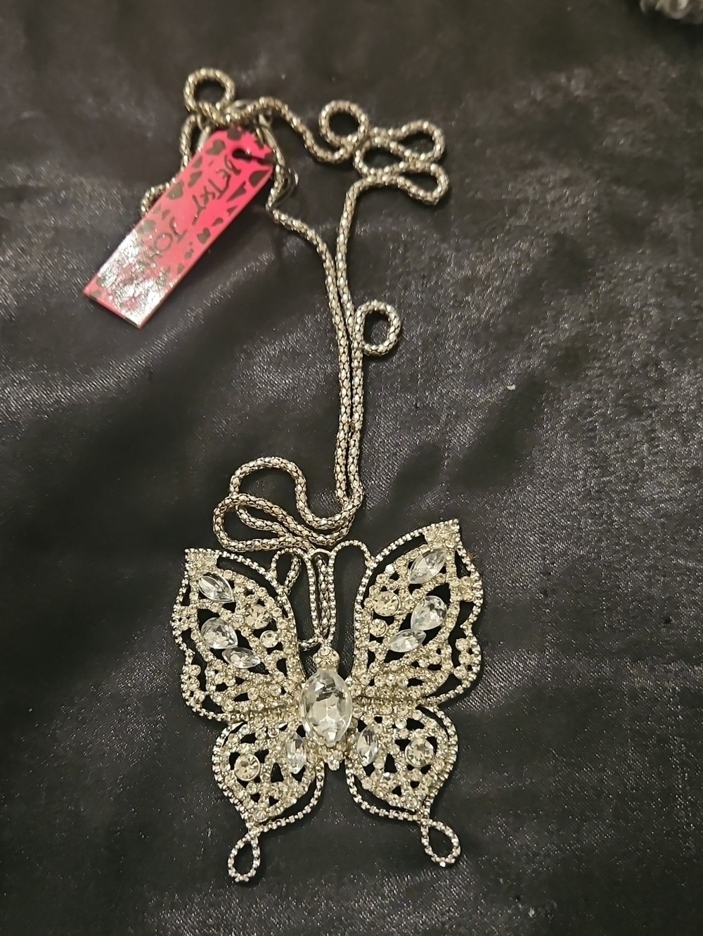 Betsey Johnson Silver Butterfly Necklace